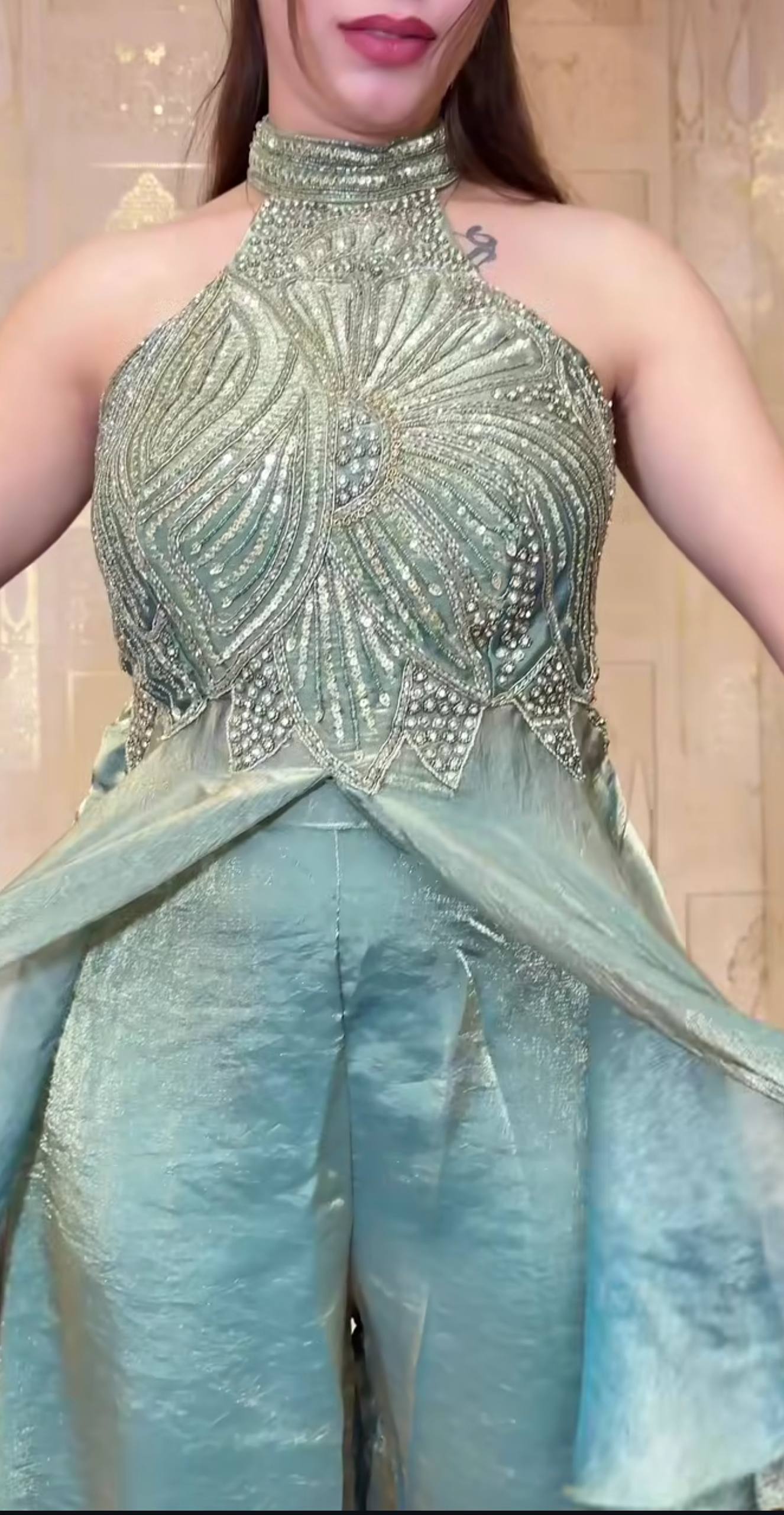 Luminous Blush Halter-Neck Couture